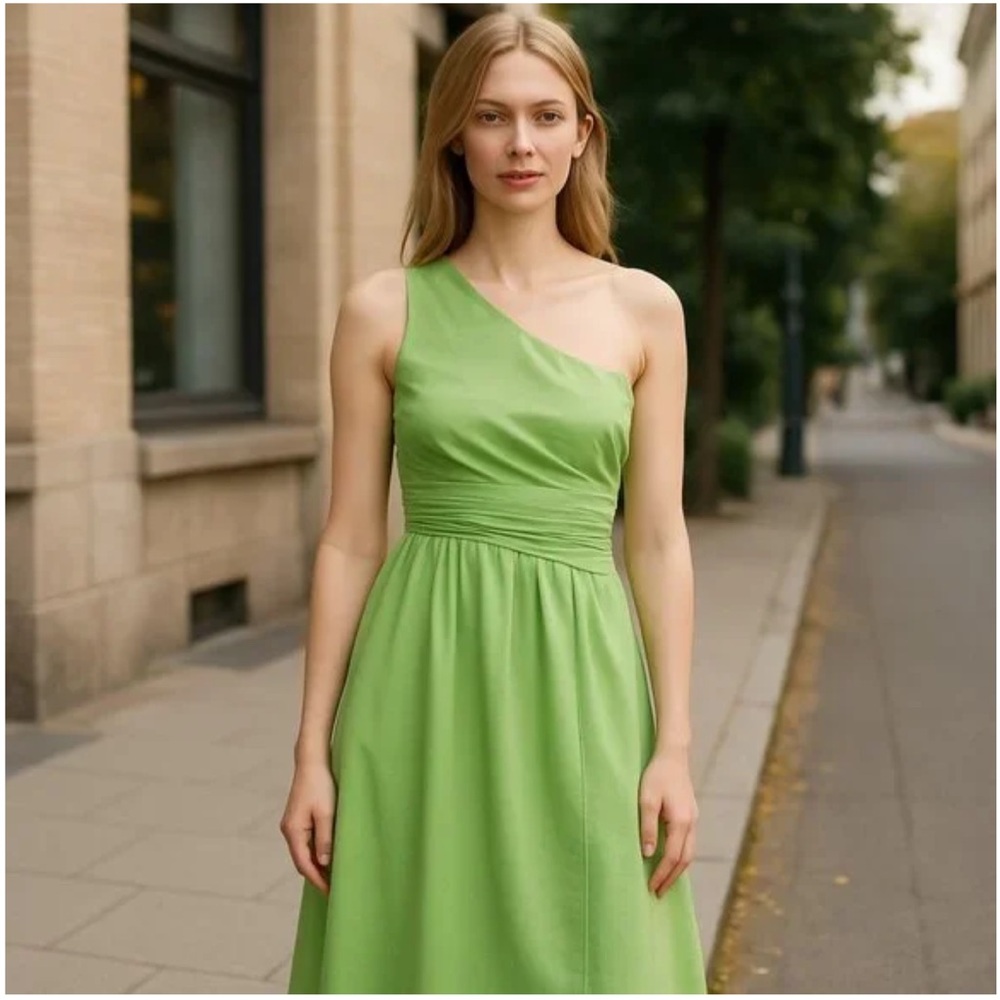 Abercrombie & Fitch Maxi Dress Women Green Cut Out Cotton Vacay Boho XL NWOT